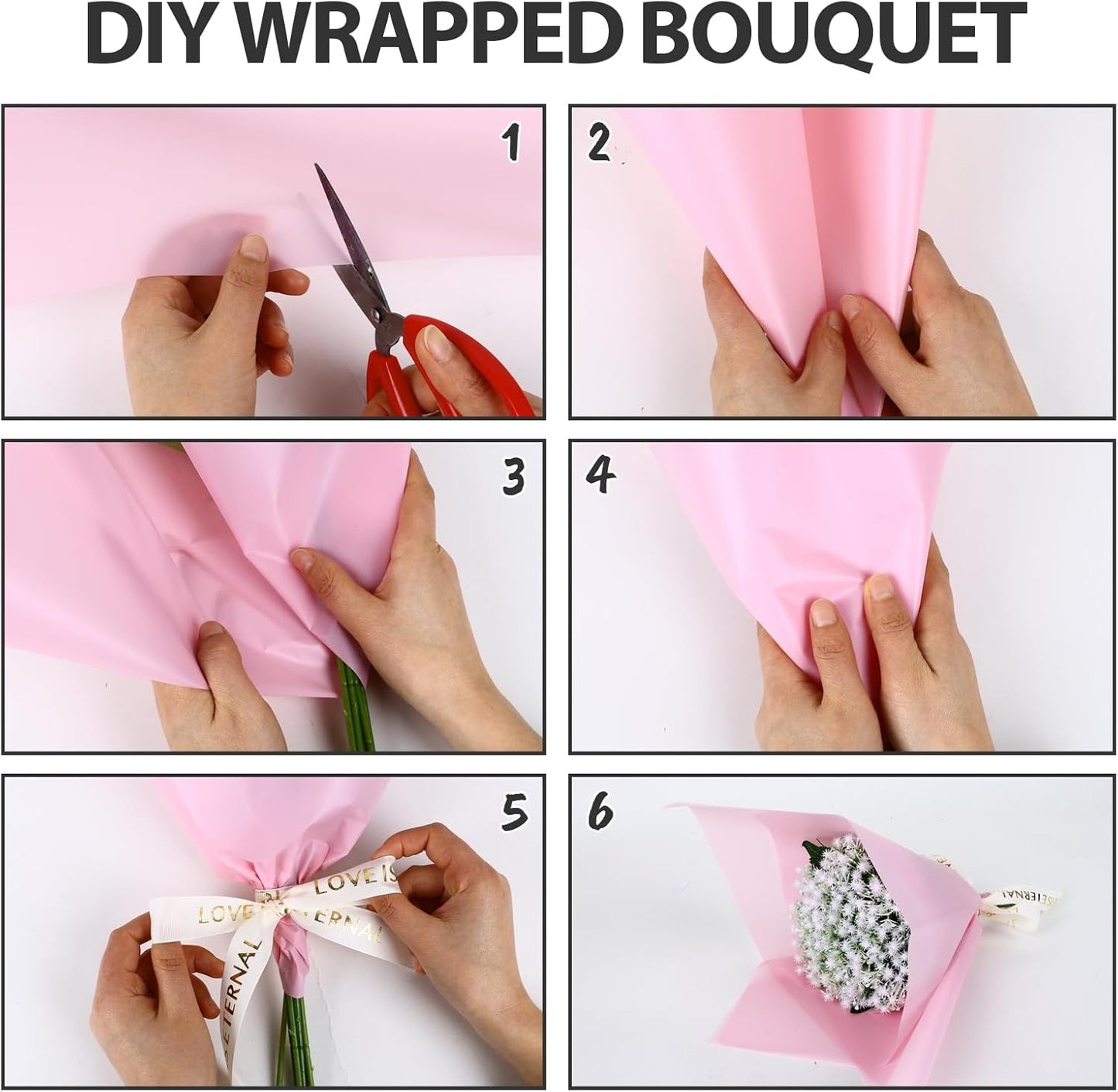 FUHITIM 20 Sheets Flower Wrapping Paper -Waterproof Floral Bouquet Wrapping Paper Used for DIY Crafts, Gift Packaging, Florist Supplies Packaging Paper for Wedding Birthday Gift (Pink)