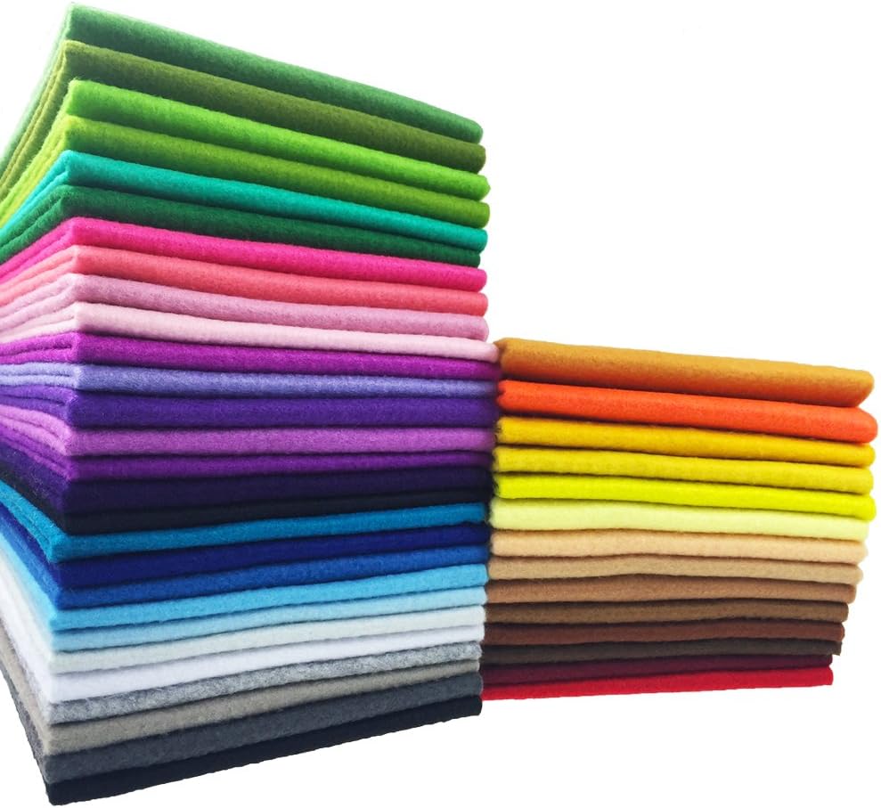 flic-flac 42pcs1.4mm Thick Soft Felt Fabric Sheet Assorted Color Felt Pack DIY Craft Sewing Squares Nonwoven Patchwork (30cm * 30cm)