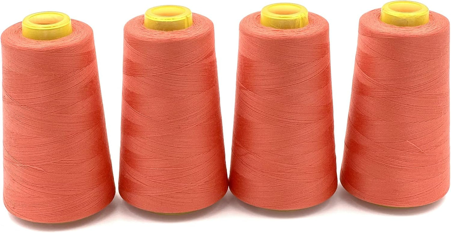 Tortoise 4 Cones of 3000 Yards Each Spool Thread for All Purpose, Quilting, Serger, Overlock Sewing Machines - 100% Polyester - 40S/2 - Watermelon Red