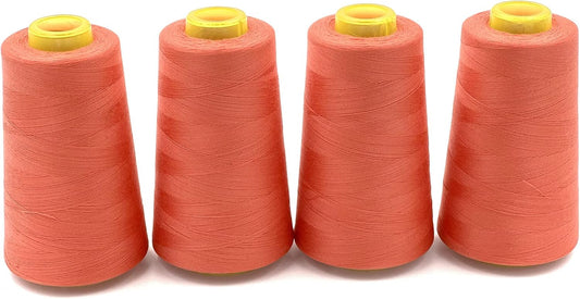Tortoise 4 Cones of 3000 Yards Each Spool Thread for All Purpose, Quilting, Serger, Overlock Sewing Machines - 100% Polyester - 40S/2 - Watermelon Red