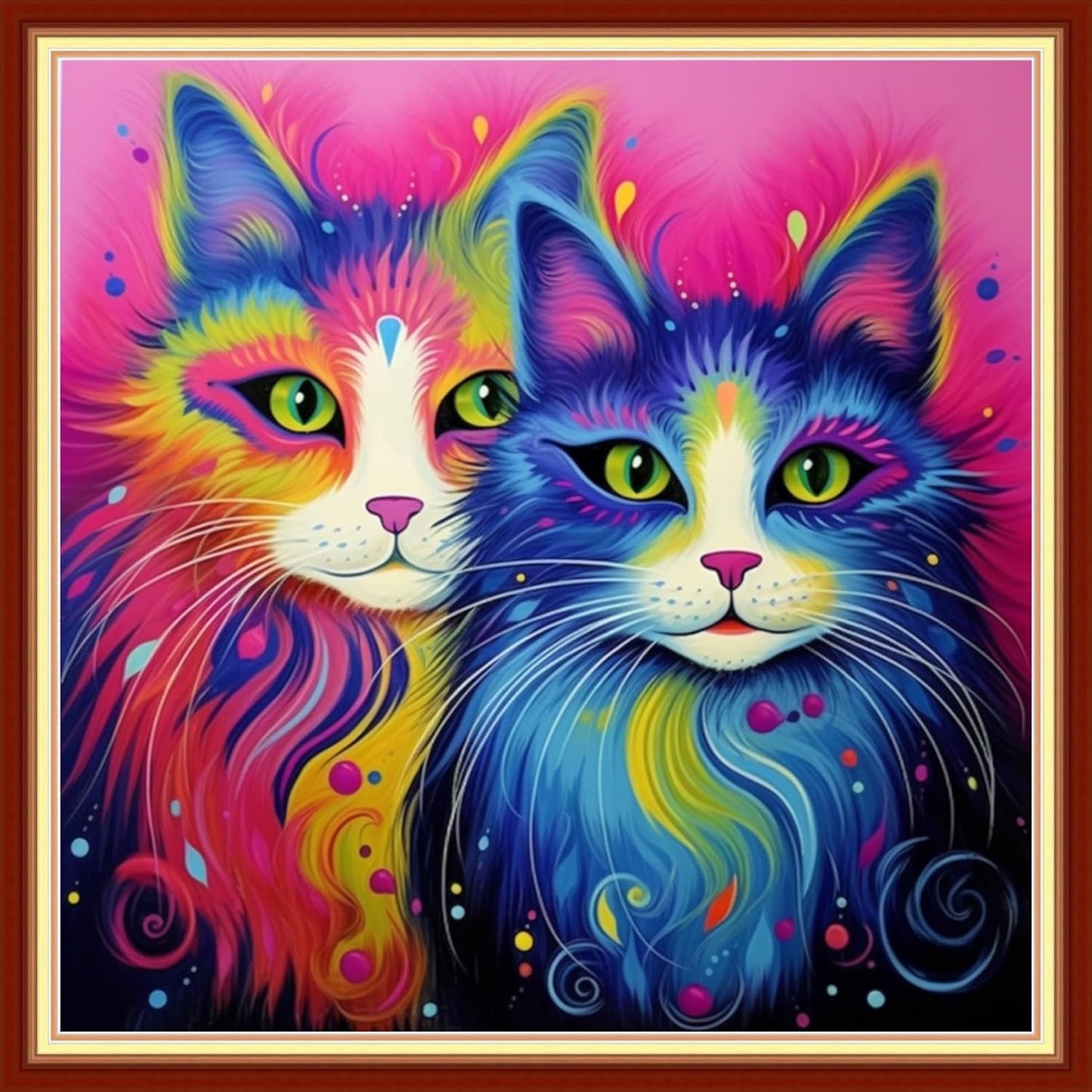 Magxvouy Cross Stitch Kits Stamped Full Range of Embroidery Kits,Cross Stitch Patterns Needlework Kits for Beginners 11CT Printed Kits&Colorful Cat 18x18 inch