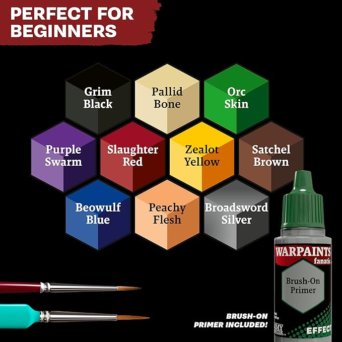 The Army Painter, Hobby Starter Bundle, Speedpaint starter set, Warpaint Fanatic Brush on primer, Cutting Mat, Precision Side Cutter, Plastic Glue & 1 Brush