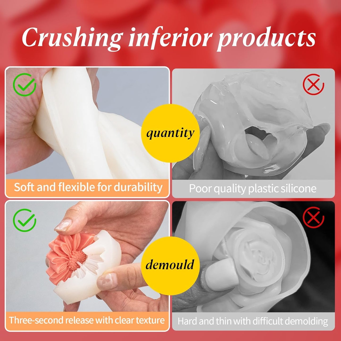 2Pcs Flower Daisy Valentine Silicone Candle Making molds Silicone Flower Shapes Candle Wax Mold for Candles Making florally moldes de silicona para velas molde para velas de silicona