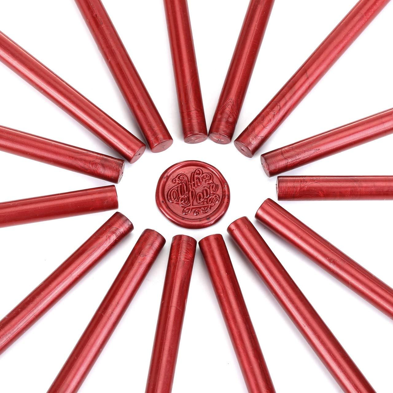 Yoption 15 Pieces Glue Gun Sealing Wax Sticks for Wax Seal Stamp, Great for Wedding Invitations, Cards, Envelopes (Antique Wine Red)