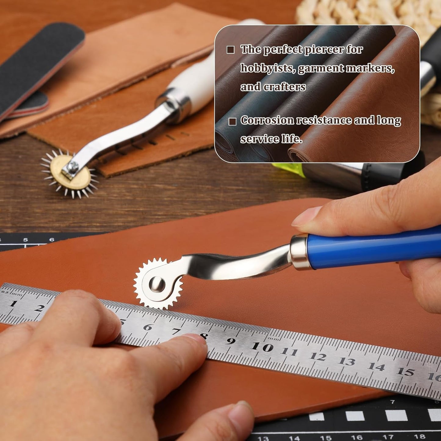 Nitlak 3 PCS Tracing Wheel,Tracing Wheel Sewing Tool, Plastic Handle Stainless Steel Pounce Wheel,Tracing Wheel for Sewing Patterns, Tracing Wheel Tool for Leathercraft, Professional Marking Spacer