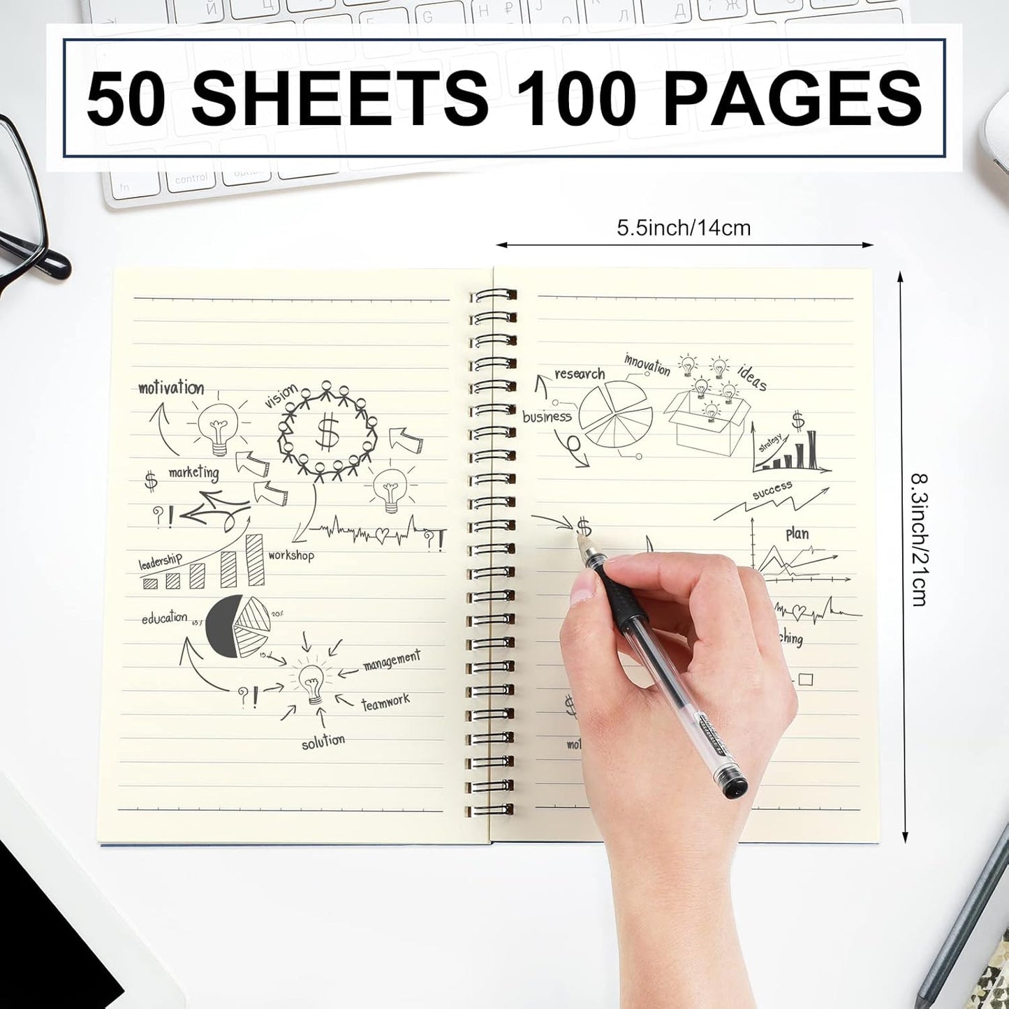 Yahenda 18 Pcs Spiral Notebook Bulk A5 Journal Lined 8.3'' x 5.5'' Writing Composition Paper Small Notepad Subject Notebook for Students Office Business Back to School Supplies (Deep Blue)