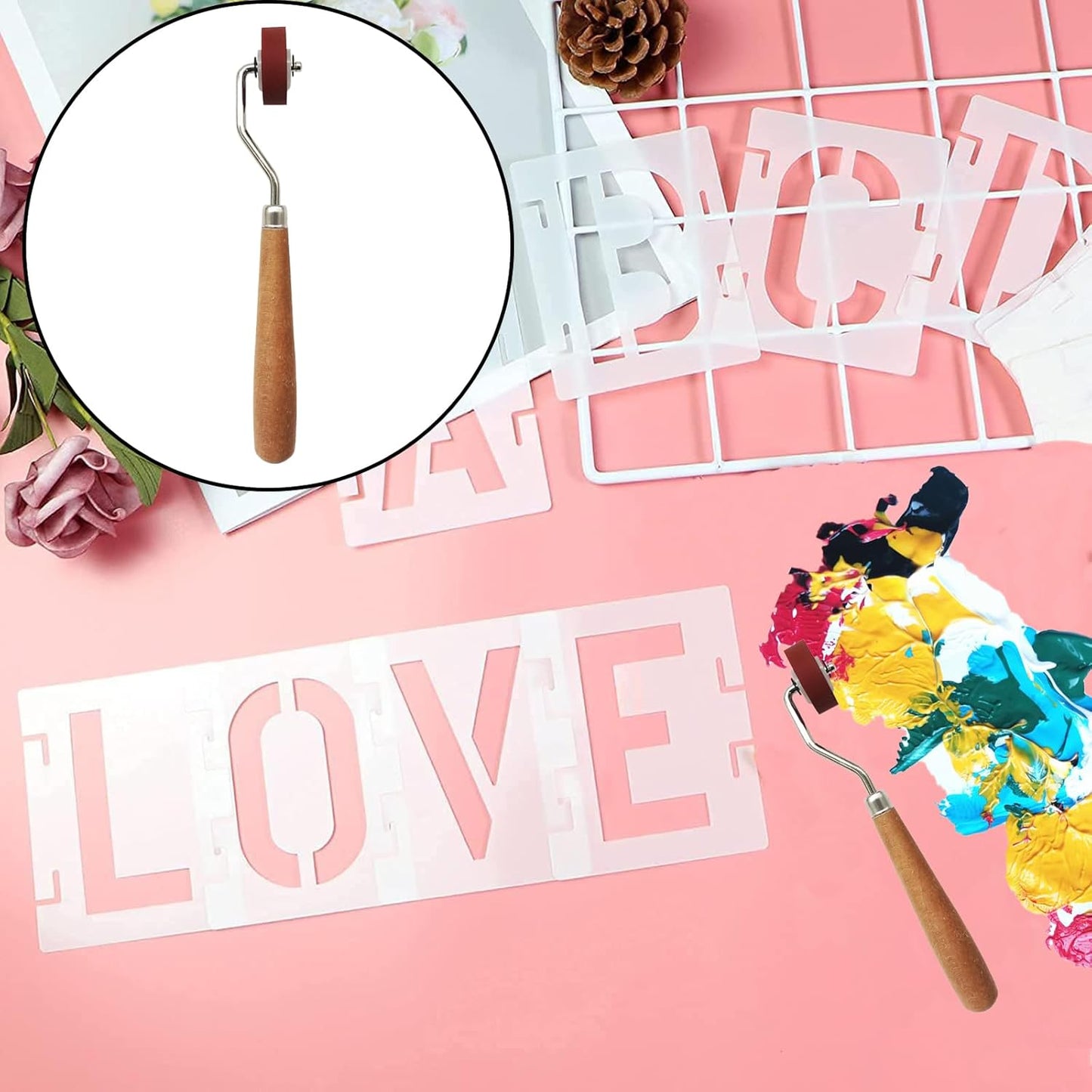 3 Pcs Craft Stamping Brayers Brayer Rollers, Rubber Rollers Brayer, Rubber Brayer Roller Brayer Ink Roller for Stamping, Printing, Printmaking