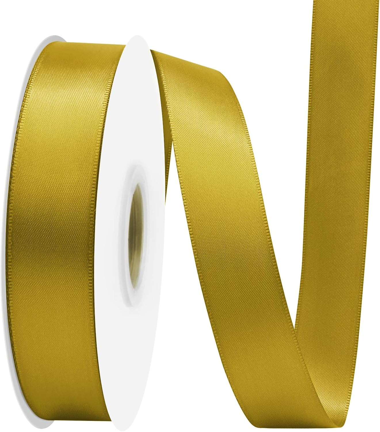 Gold Satin Ribbon 7/8" X 50 Yards Solid Color Double Faced Ribbons Perfect for Crafts Wedding Decor Bow Making Arts Sewing and More