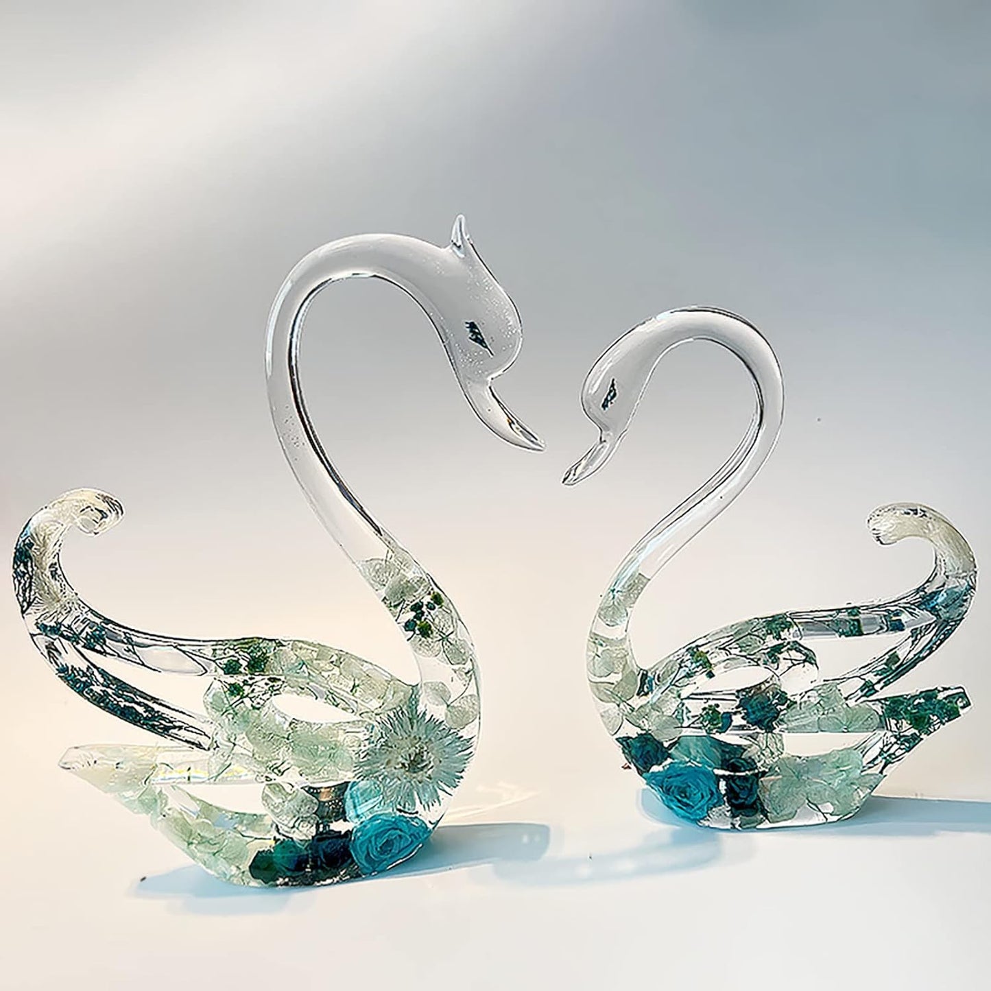 2 Pack Swan Molds Swan Resin Mold - Resin Casting Silicone Molds for Home Decor & Candle Making Wave Spiral Mold