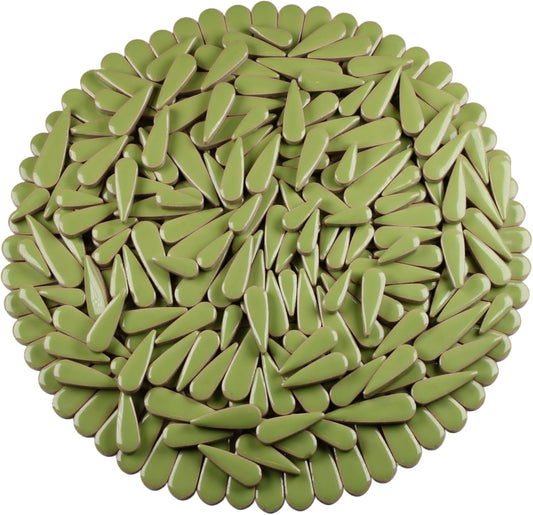 200g Petal Droplet Shaped Ceramic Mosaic Tiles for Crafts, Vibrant Colors, Ceramic Tiles for Mosaic Making Kits, DIY Arts and Crafts (Light Green)