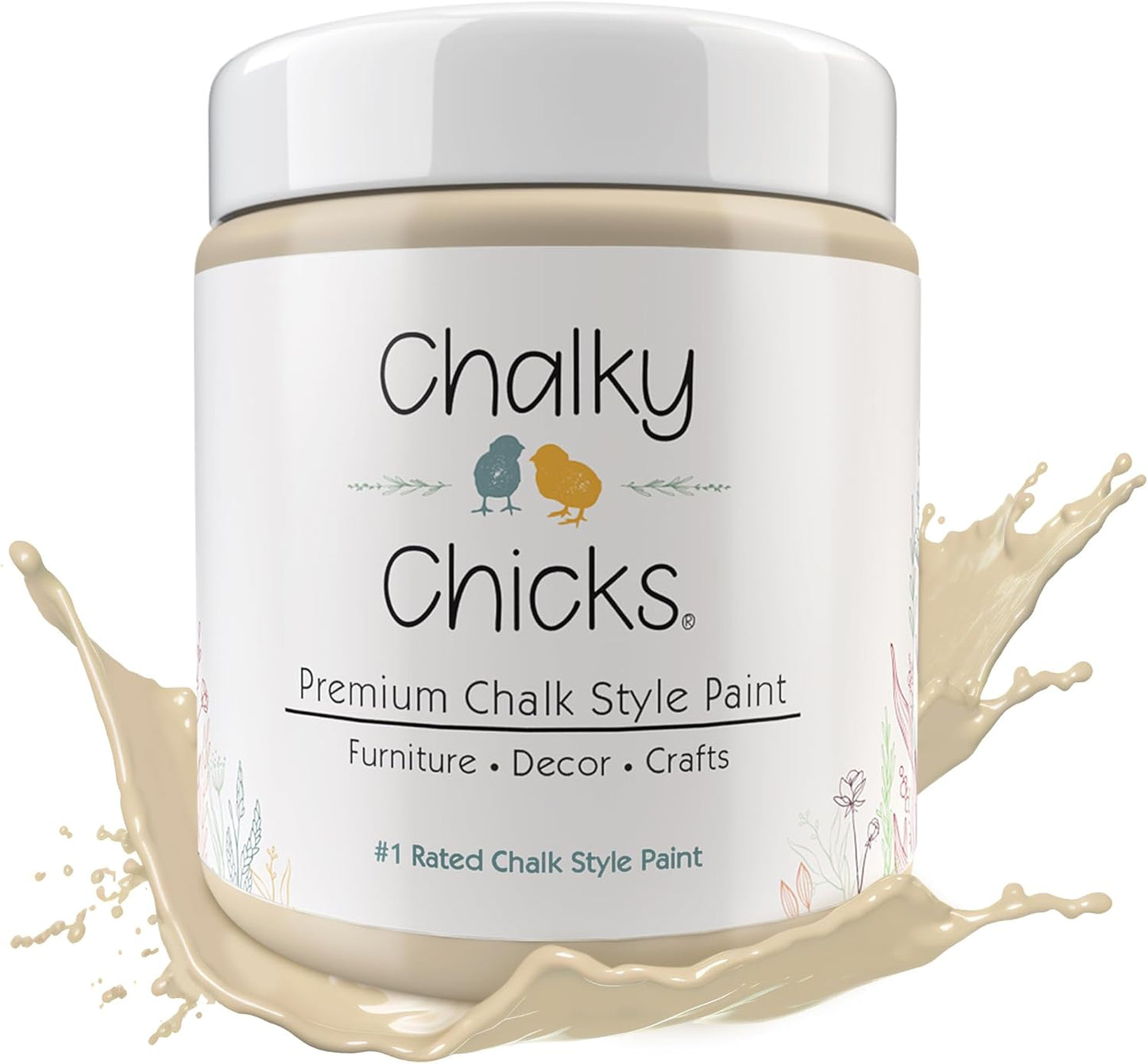 Chalky Chicks All-in-One Chalk Paint for Furniture or Cabinet - 16 Fl Oz - Matte Finish Cuppa Latte Tan for Metal, Wood Furniture Paint - No Sanding All-in-One for Home Decor & Crafts, USA Made