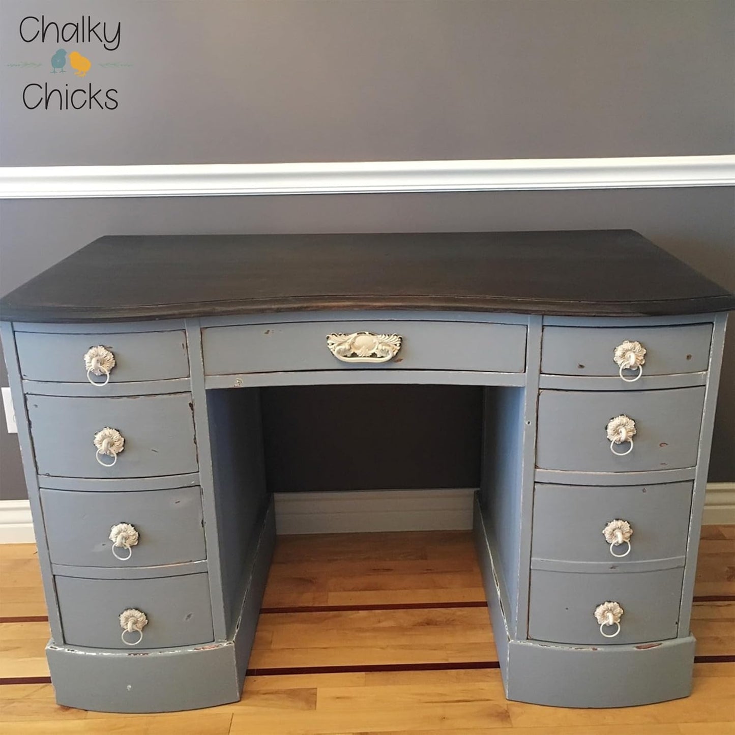 Chalky Chicks All-in-One Chalk Paint for Furniture or Cabinet - 4 Fl Oz - Matte Finish Mad Cloud (Light Gray) for Metal, Wood Furniture Paint - No Sanding All-in-One for Home Decor & Crafts, USA Made