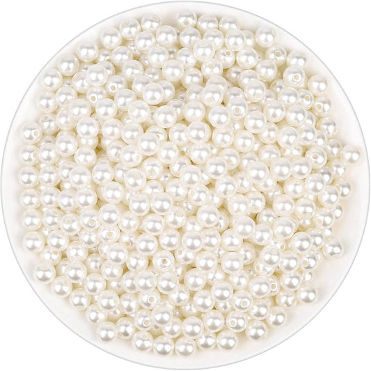 Anezus Ivory Faux Fake Pearls, 8 MM Sew on Pearl Beads with Holes for Jewelry Making, Bracelets, Necklaces, Hairs, Crafts, Decoration and Vase Filler, 800pcs
