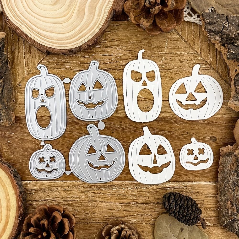 Lapoo Festivals Metal Cutting Die for Scrapbooking - Durable, Cut Stencils for DIY Scrapbook Photo Album Decorative Paper Card, Card Making Supplies (4-Piece Halloween Pumpkin Set 2.9 x 3.6 in)