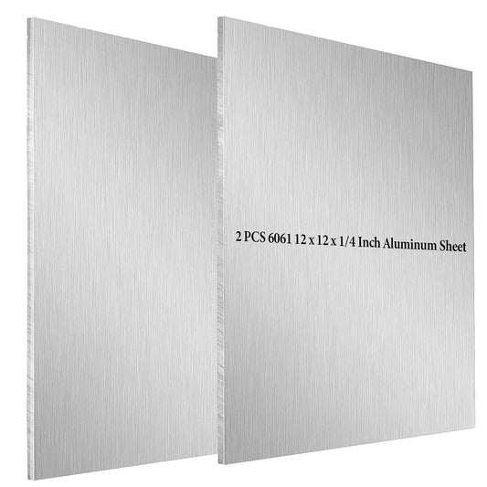 2 Pack 6061 12 x 12 x 1/4 Inch Aluminum Sheet, T6 Heavy Duty Flat Plain Multifunctional Metal Square Aluminum Plate Sheet for DIY Construction, Mechanical Workshop
