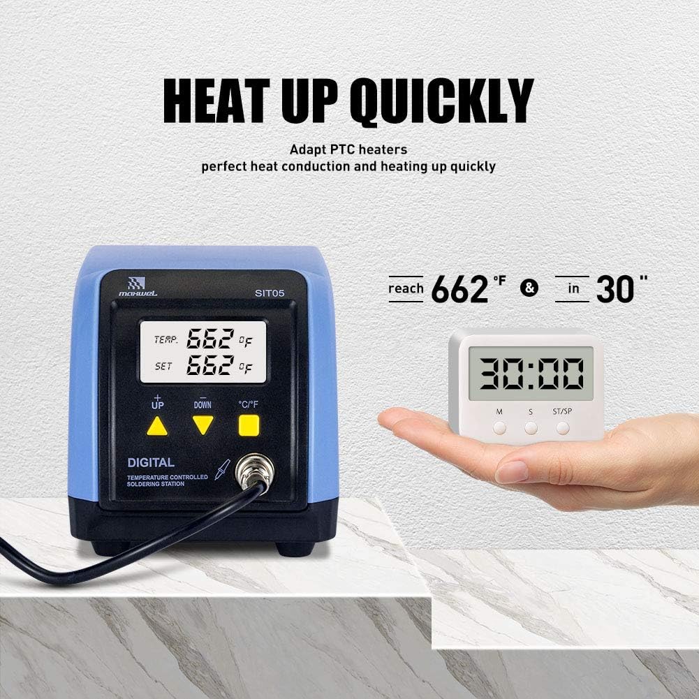Soldering Iron Station Kit - 110V 60W Digital LED Soldering Station Temperature Adjustable 10 Minute Sleep Function Welding Tools for DIY Hobbyist/Professional Solder Jobs