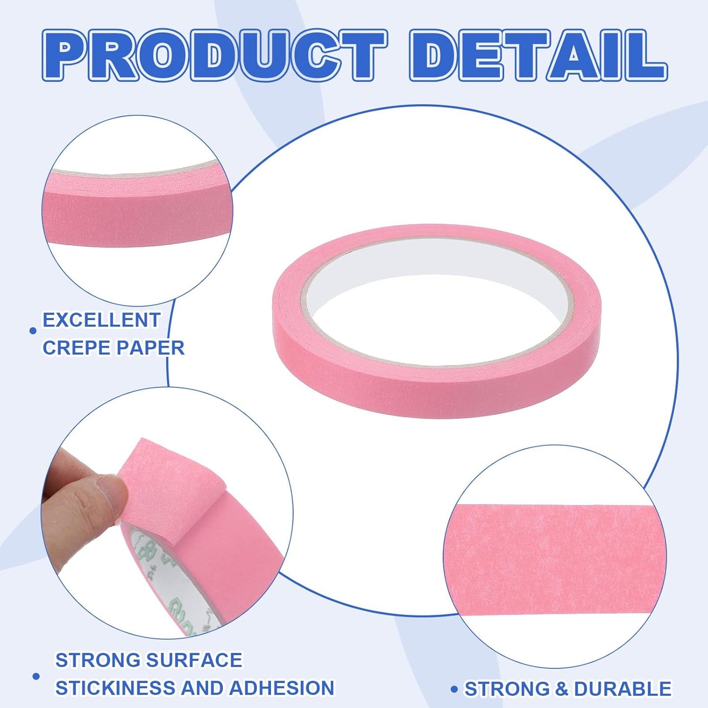 MECCANIXITY Masking Tape 0.5 Inch x 21 Yard Painter's Tape Pink Paint Tapes for DIY Crafts Arts Drawing Decoration Labeling Car Painting Artist Teachers, Pack of 6
