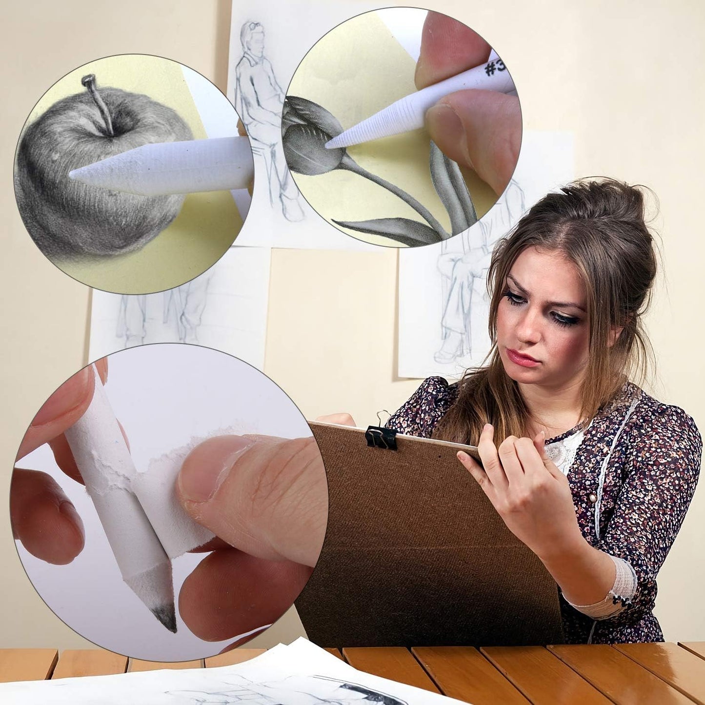 FEBSNOW 12 Pcs Blending Stump and Tortillions, Paper Art Blenders, Art Pencils, Drawing Pencils for Artists Student Sketch Drawing Tools, Drawing Supplies