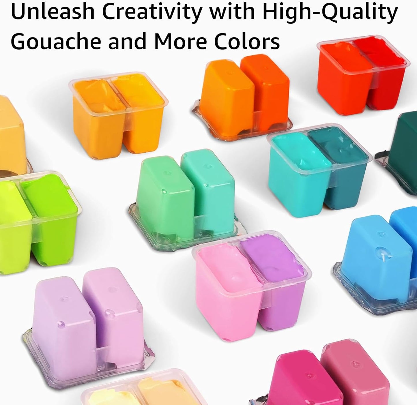 HIMI Gouache Paint Set, 112 Colors x 12g Twin Jelly Cup Design with Portable Case, Non-Toxic, Opaque Professional Paint for Canvas and Watercolor Paper | Beginners, Students, Artists