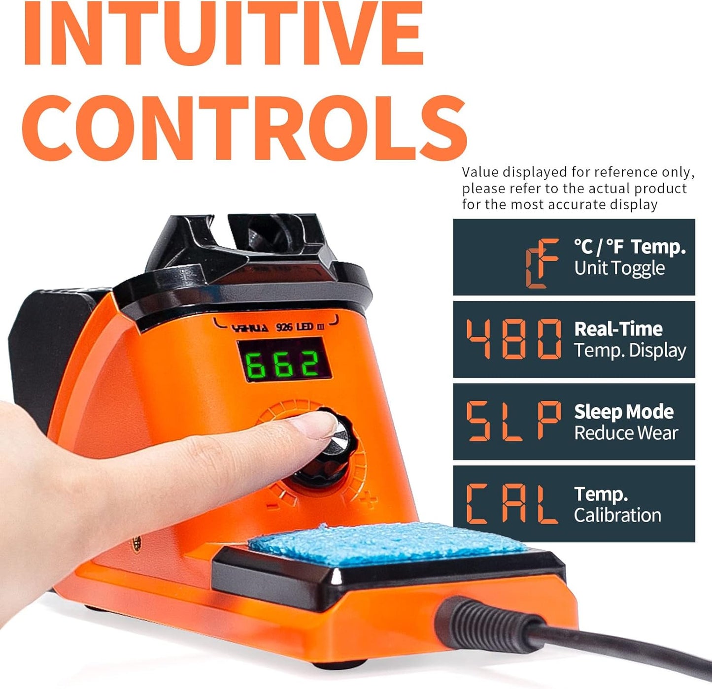 YIHUA 926 III 60W LED Display Soldering Iron Station Kit w 2 Helping Hands, 6 Extra Iron Tips, Roll of Lead-Free Solder, Solder Sucker, S/S Tweezers, °C/ºF Conversion, Auto Sleep & Calibration Support