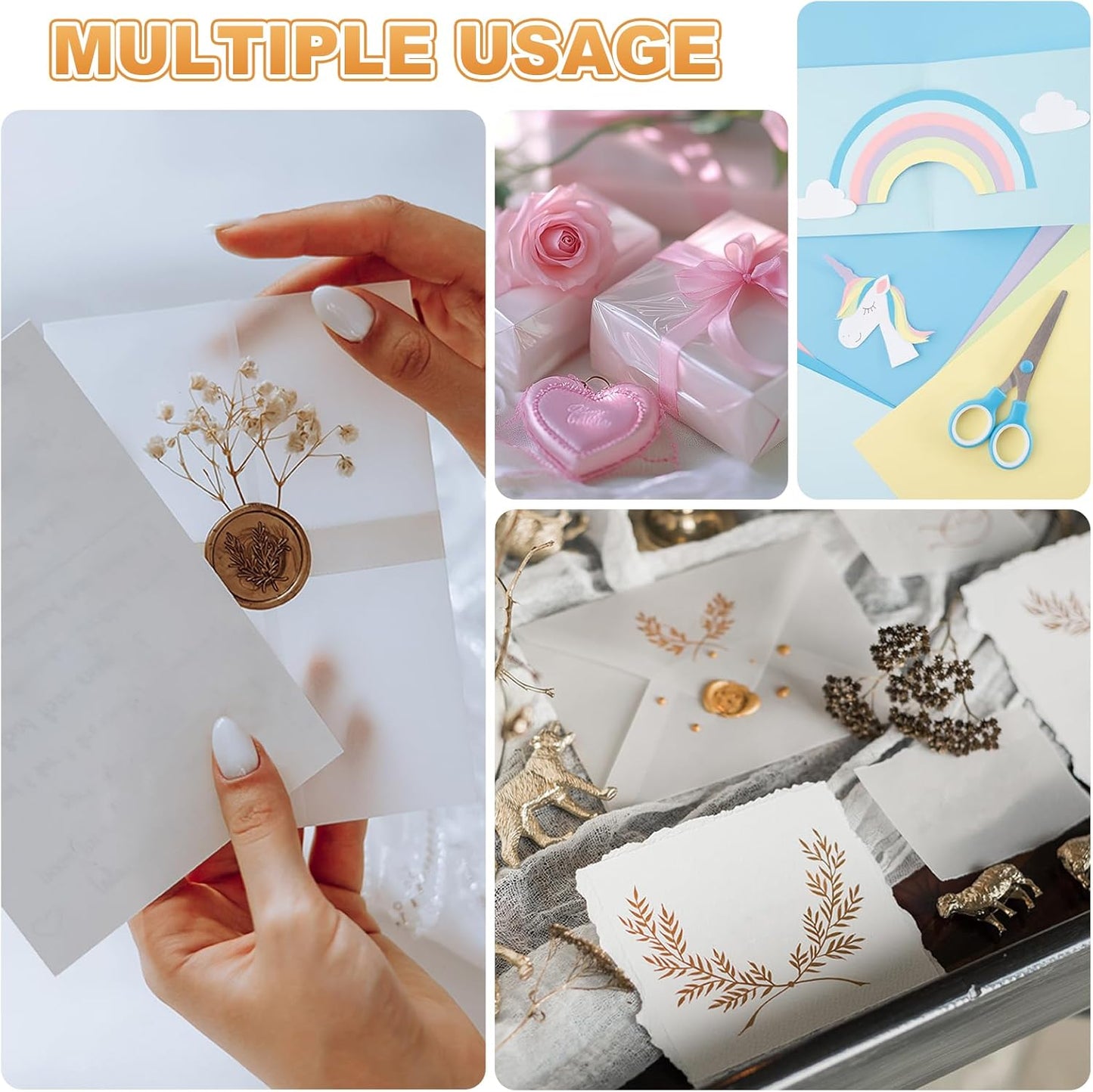 MECCANIXITY 100 Sheet Colored Vellum Paper 5.9" x 8.3", 100gsm Translucent Printable Vellum Sheets for Printing Wedding Invitations Inkjet Laser Printer, Yellow