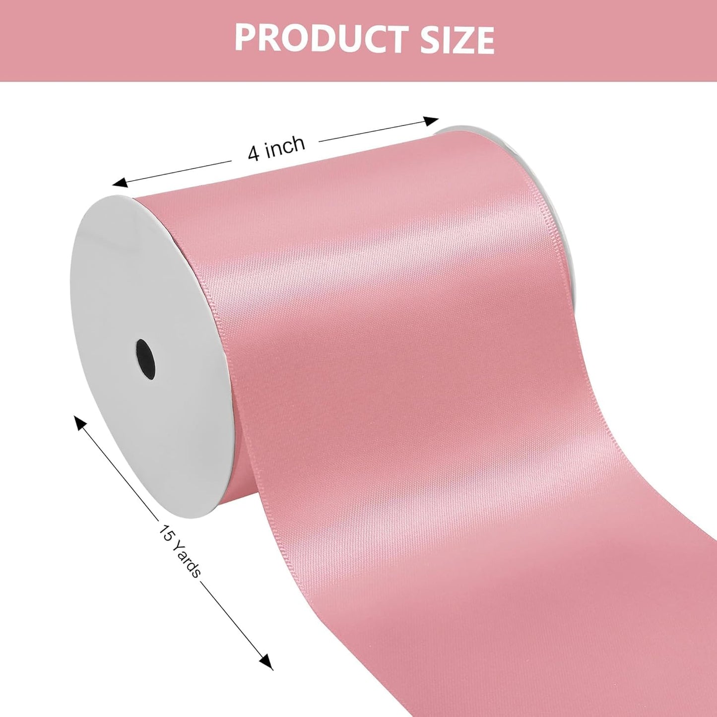 Pink Satin Ribbon 4 Inch X 15 Yards Solid Color Double Faced Ribbons Perfect for Crafts Wedding Decor Bow Making Arts Sewing and More