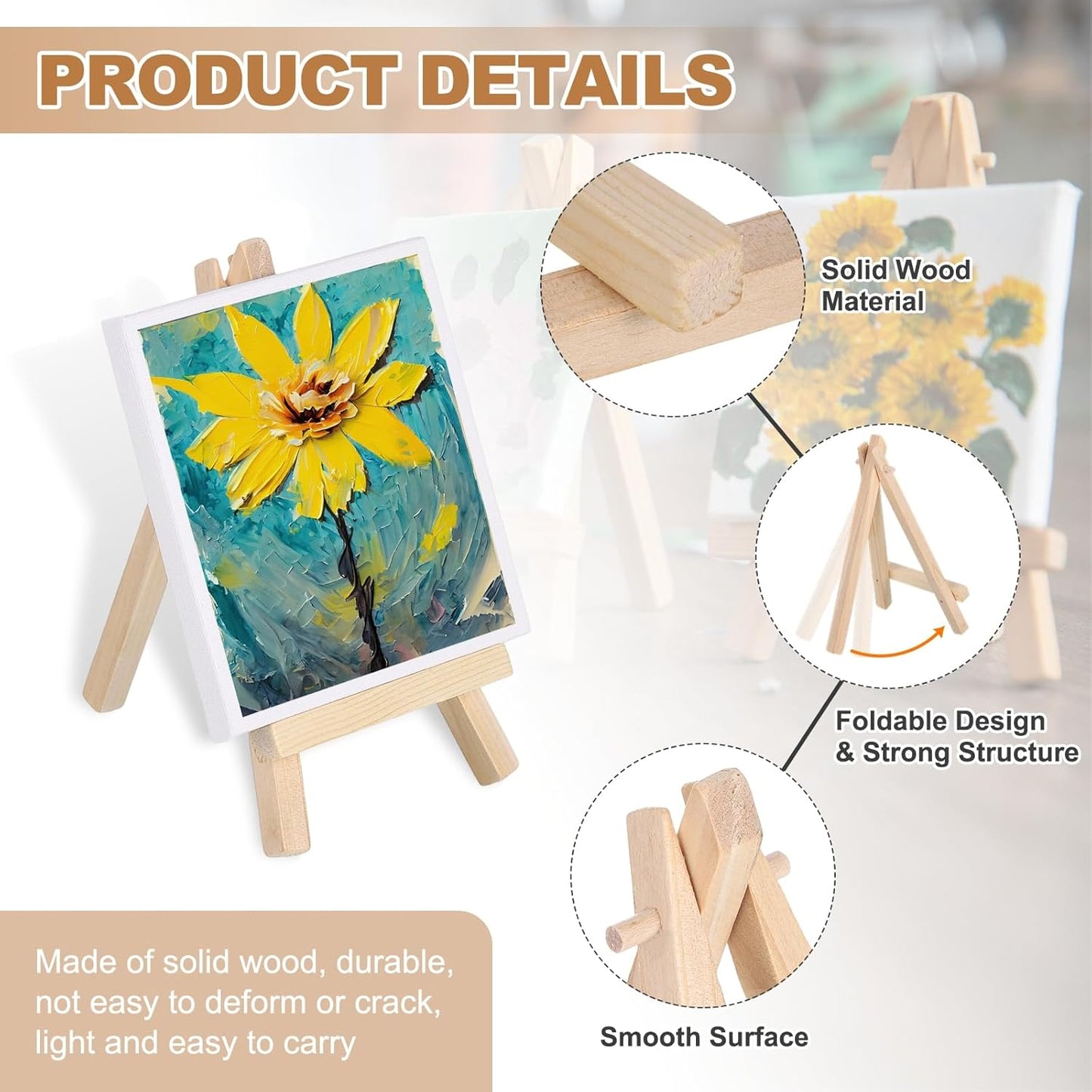 MECCANIXITY Mini Wood Display Easels, 6.3"x3.5"A-Frame Painting Tabletop Easels Holder Stand for Artists Beginners Displaying Small Canvases Art Photos Business Cards(Pack of 12, Wood Color)