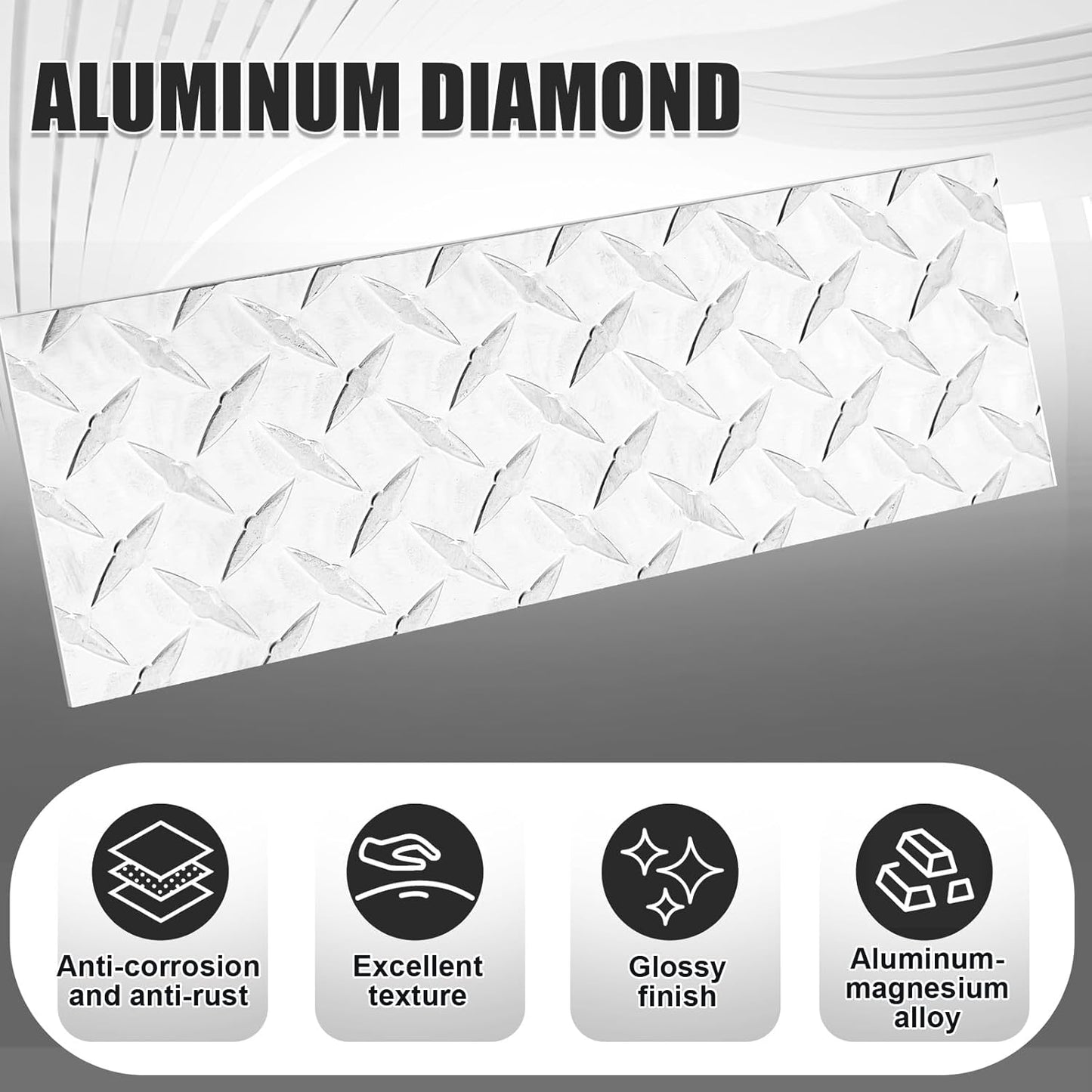 4pcs Diamond Plate Sheet Metal Heavy Duty Tread Aluminum Sheet Diamond Tread Plate for Wall Covering, Cargo Trailer, RV and More (6'' X 12'' X 0.08'',Silver)
