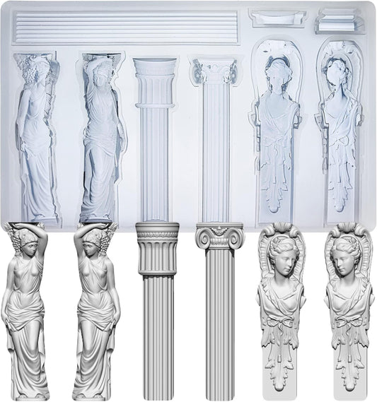 Art Mold for Polyclay Air Dry Clay Plaster, Decorative Column and Sculpture Statue