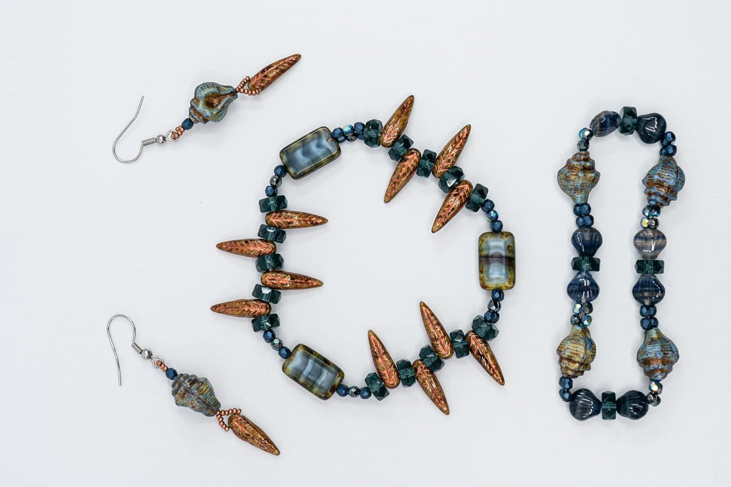 2.1oz (60 g) Mix of Unique Czech Bohemia Glass Pressed Beads, Dark Blue, Table Cut, Matte and Glossy, Faceted Fire Polish, Hand Made Set Kit BCV