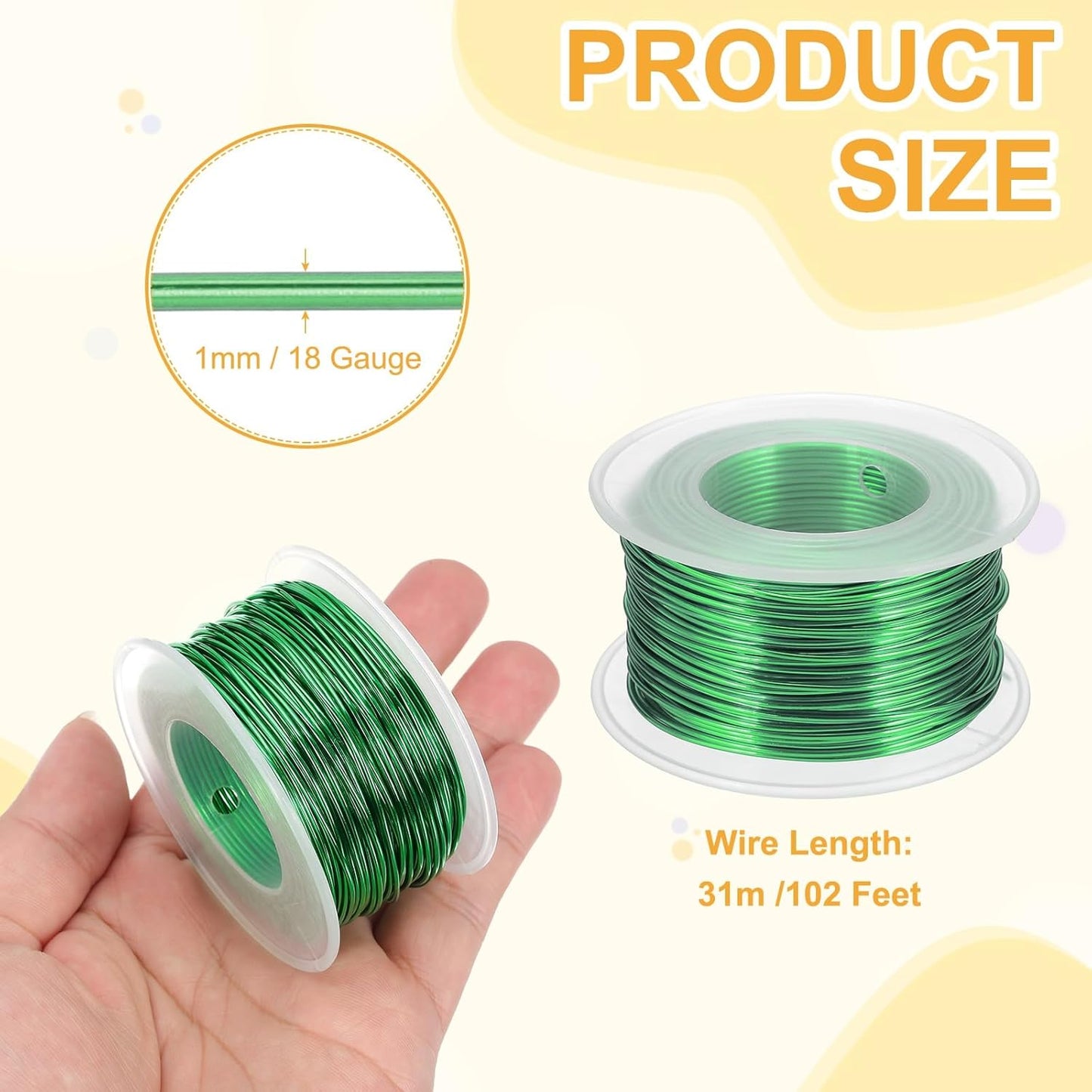 uxcell 18 Gauge / 1mm Anodized Aluminum Wire for Jewelry Craft Making, 102 Feet Bendable Flexible Wire for DIY Home Decor Gardening Sculpture, Green