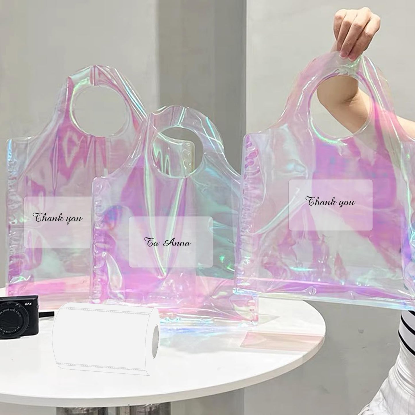 3x2 Inch Transparent Thermal Labels Stickers, Self-Adhesive Clear Waterproof Direct Thermal Label Stickers for Packaging, Shipping, Barcode, Address