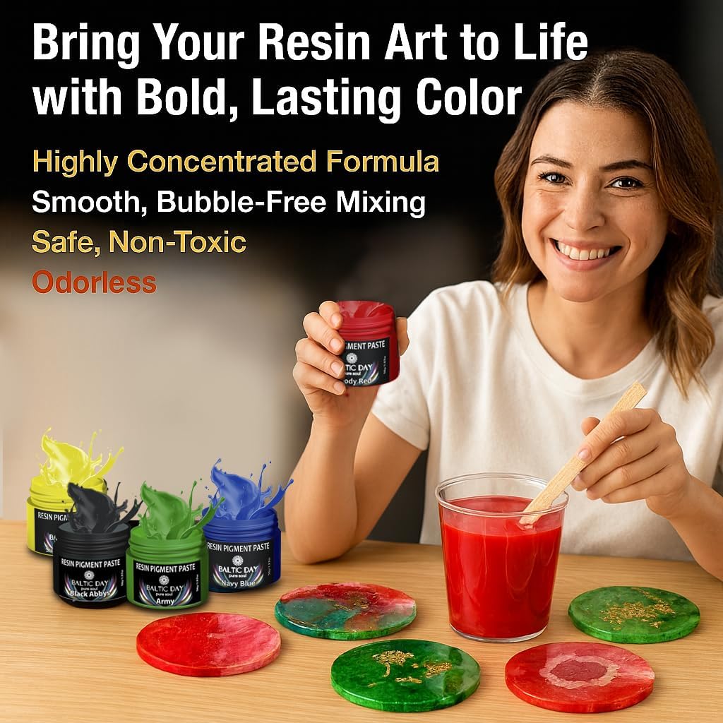 BALTIC DAY 24 Color Pigment Paste for Epoxy Resin Set – Opaque Epoxy Pigment, Epoxy Dye Paste & High Concentration Mica Powder for Resin Art, Jewelry, Tumblers, Coasters & Crafts