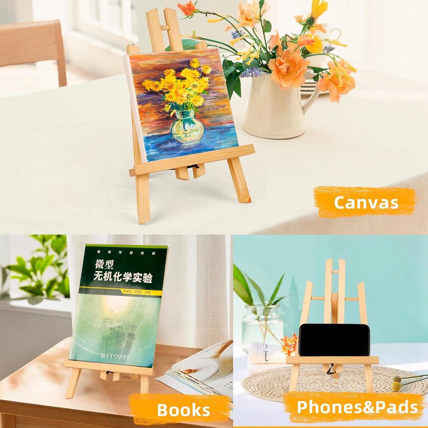 10 Pack 11.8" Wooden Easel, Easel Stand for Painting, Tabletop Easel for Artist/Students/Beginners, Portable Canvas Photo Picture Sign Holder