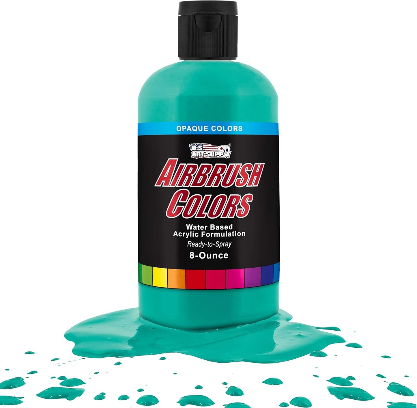 U.S. Art Supply Opaque Aqua Blue Acrylic Special Effects Airbrush Paint - 8oz Ready to Spray Air Brush Paint for Nails, Models, Fabric - Water-Based Air Brush Painting