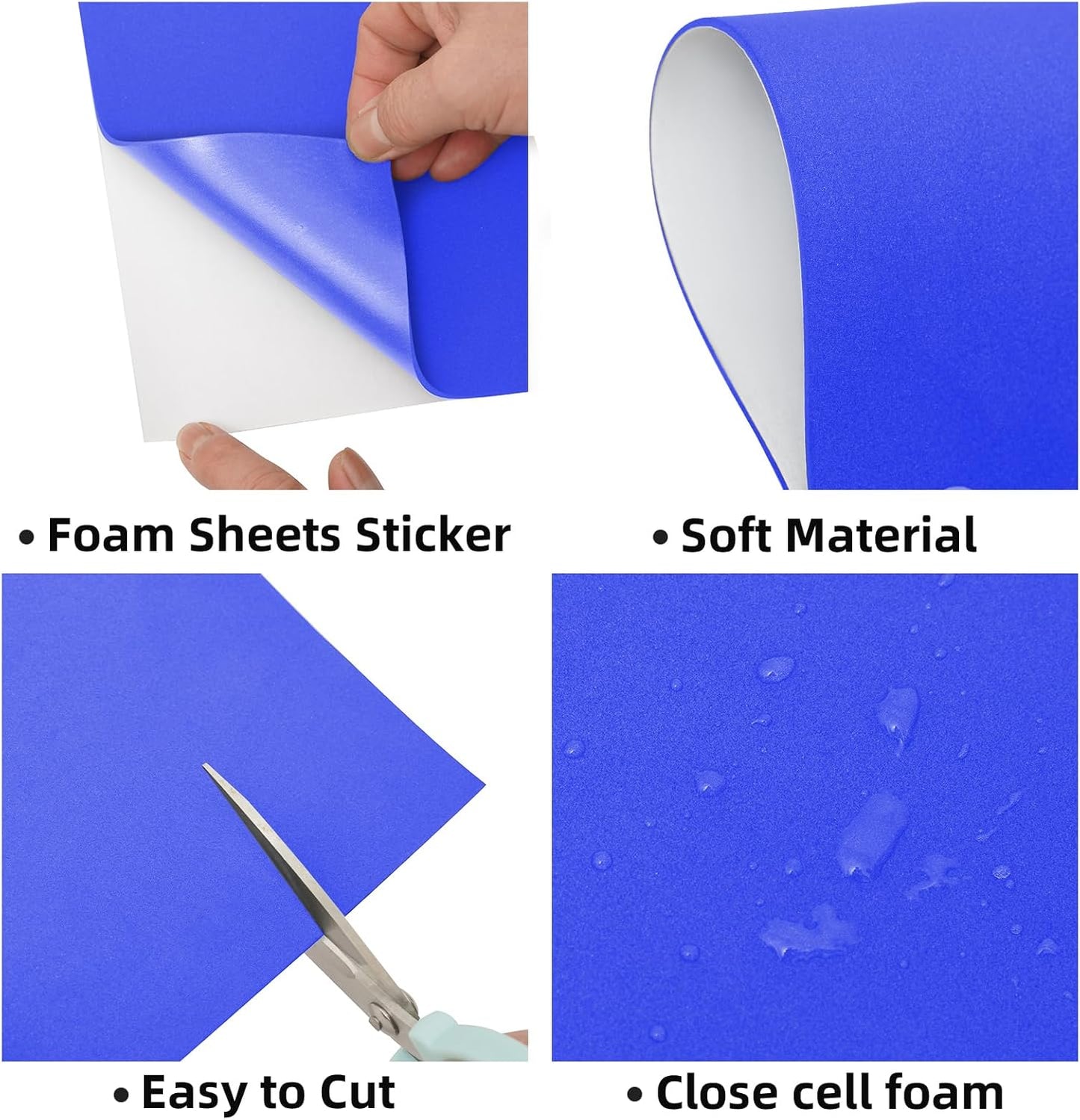 MEARCOOH Self Adhesive Foam Sheets, Blue 9x12 Inch 2mm Sticky Eva Foam Paper for Crafts Cardmaking Photo Frames Classroom Scrapbooking Christmas Crafts (Blue 10 Sheets)