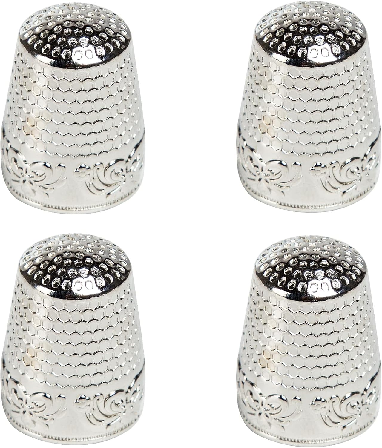 J.CARP 4Pcs Sewing Thimble, Silver Color Sewing Thimble Finger Protector, Finger Shield Fingertip Thimble Sewing Quilting Craft, Accessories DIY Sewing Tools