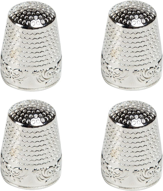 J.CARP 4Pcs Sewing Thimble, Silver Color Sewing Thimble Finger Protector, Finger Shield Fingertip Thimble Sewing Quilting Craft, Accessories DIY Sewing Tools