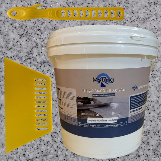 Epoxy Colored Sand Floor Paint, Epoxy Floor Paint High Gloss Marble Effect Coating for Indoor and Outdoor, Wear-resistant and non-slip Self-leveling Coating Light Gray 176OZ(5KG)