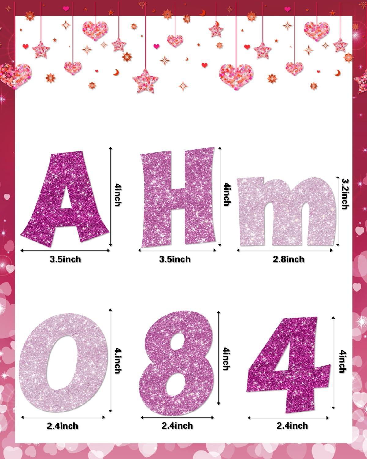 237 Pcs Glitter Bulletin Board Letters, Numbers and Punctuation, Poster Board Letters Alphabet Cut Out Cardboard Letters Accessories for Classroom Display Decorating Supplies 4inch (Pink Mix)
