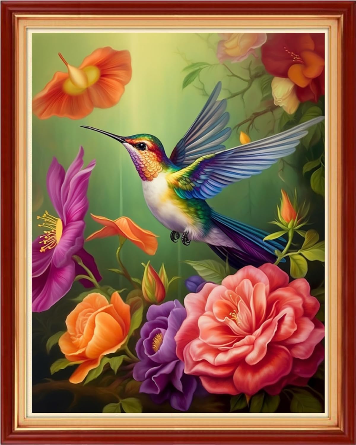 Joyhoor Cross Stitch Kits for Beginners Stamped Cross-Stitch Supplies Needlework preprint Embroidery Kits for Adults DIY Needlepoint Kits Embroidery Patterns 11CT-Hummingbird Flowers 16x20 inchs