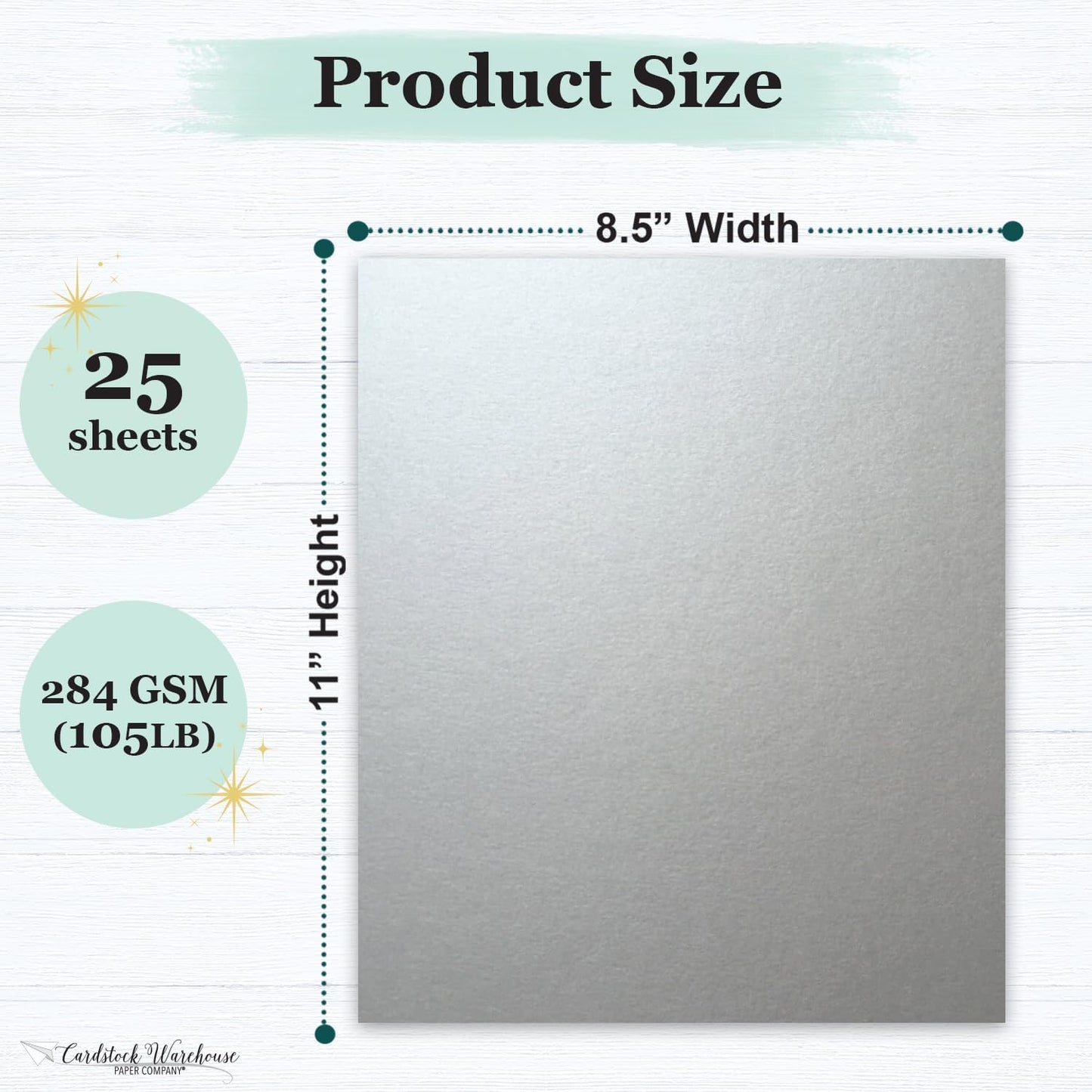 Cardstock Warehouse Stardream Silver Cardstock Paper - 25 Sheets, 8.5 x 11" – 105 lb / 284 GSM Premium Metallic Silver Card Stock for High-end Printing, Card Making, Die-cutting & DIY Projects