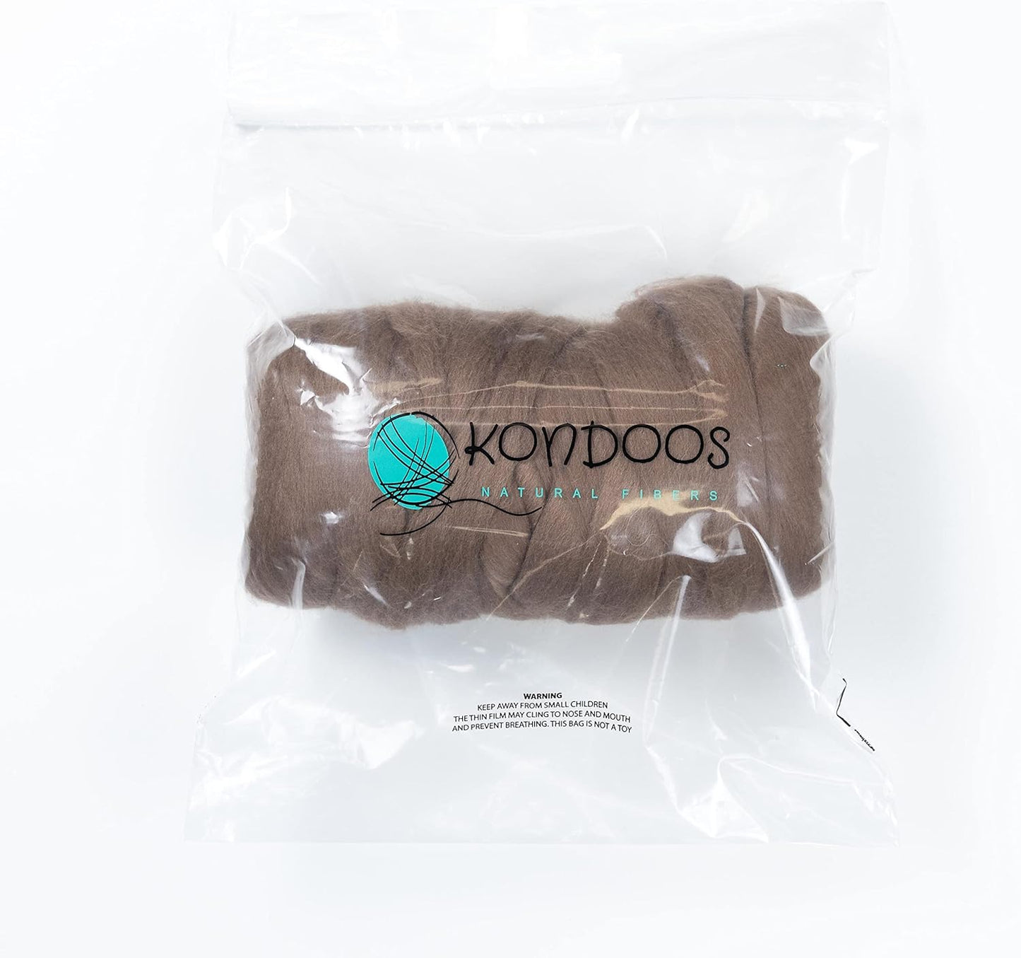 Kondoos Colored Natural wool roving, 1 lb. Best wool for needle felting, wet felting, handcrafts and spinning. (Tobacco, 1 lb)