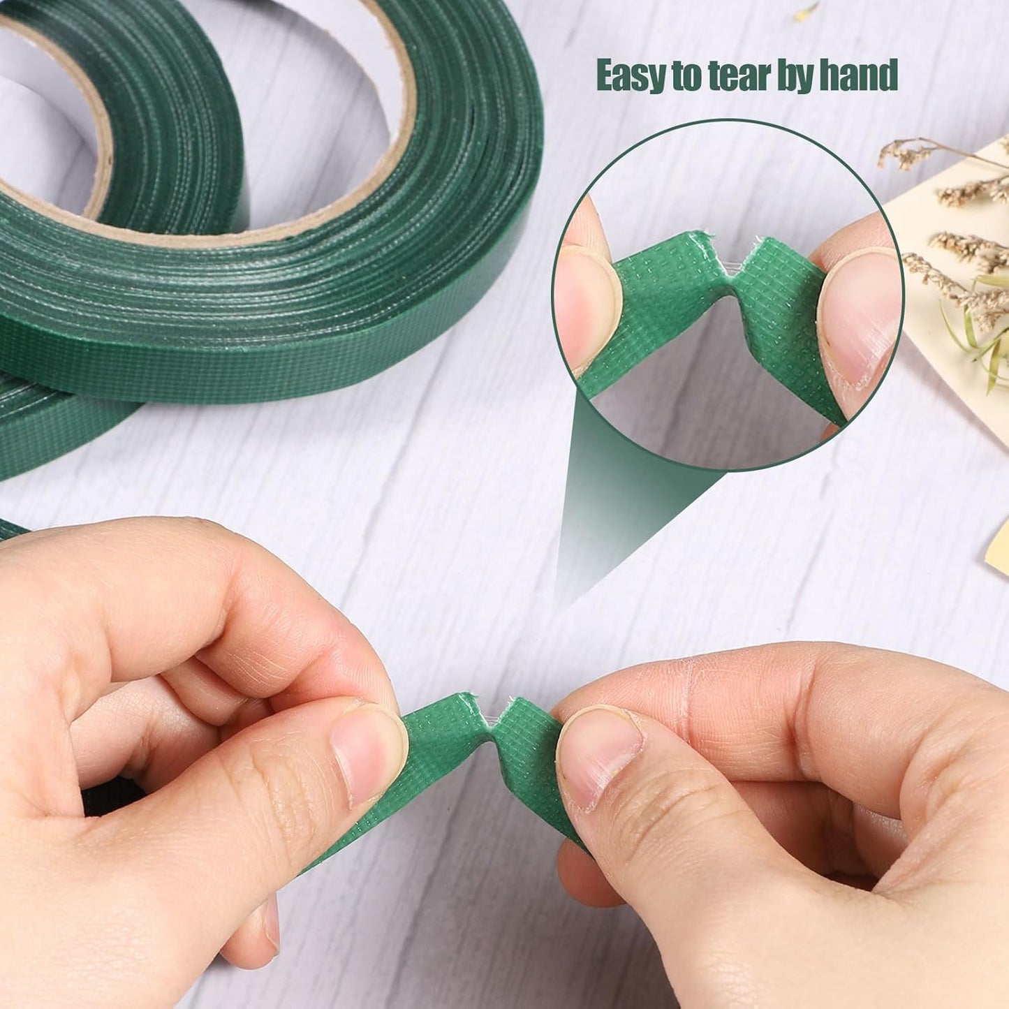 Prudiut 3 Roll Green Floral Tape Waterproof Florist Tape, 1/2" Wide Flower Wrap Tape Floral Tape for Fresh Flower Bouquet Wrap Flower Arrangements Crafts (100Ft/33Yd)