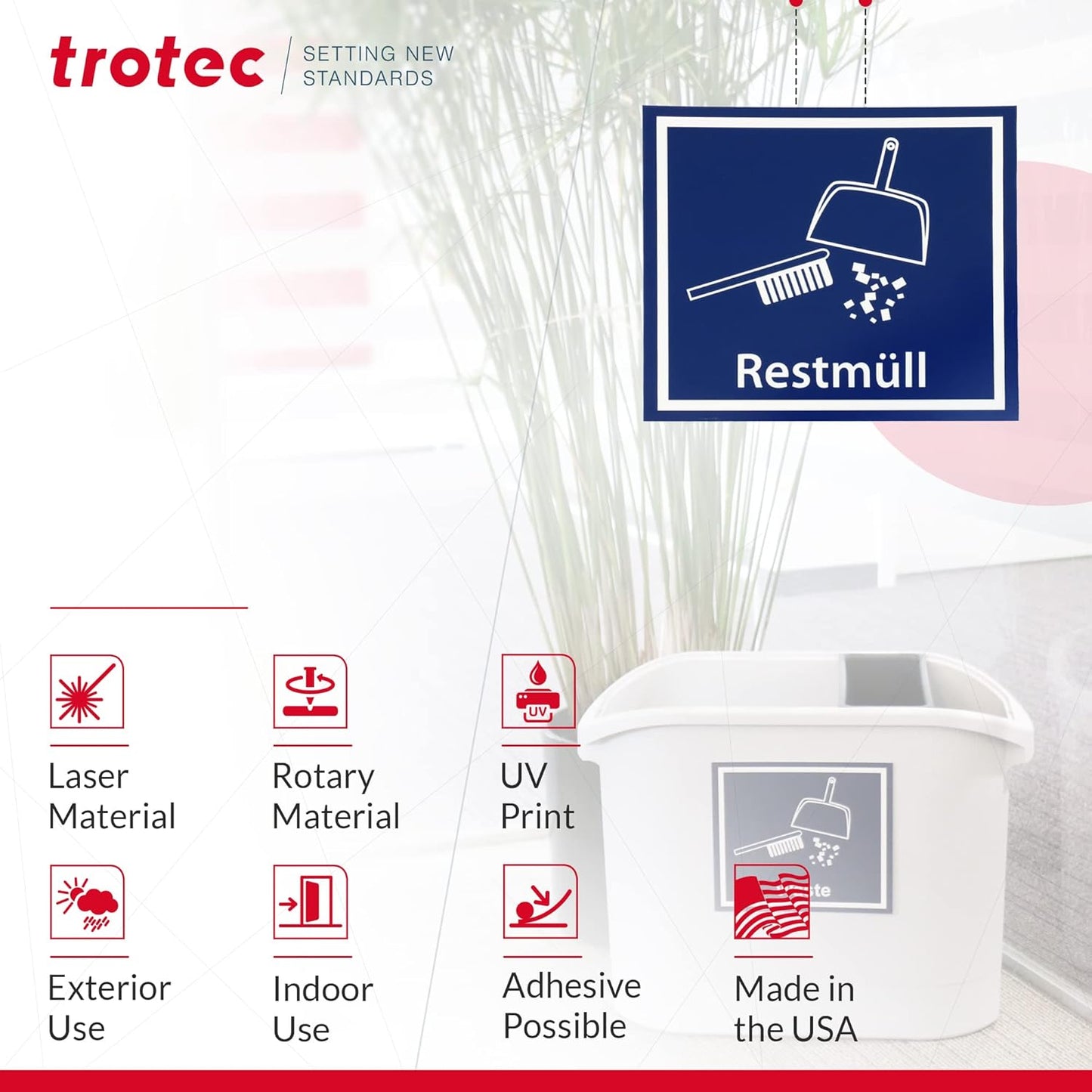 Trotec TroLase | 12"x20"x1/8", 4 Pcs | White/Black | 2 Ply | Modified Acrylic | Laser Engraving Double Color Plastic Sheet | Engraving Blanks for Laser, Saw, Guillotine | Made in USA