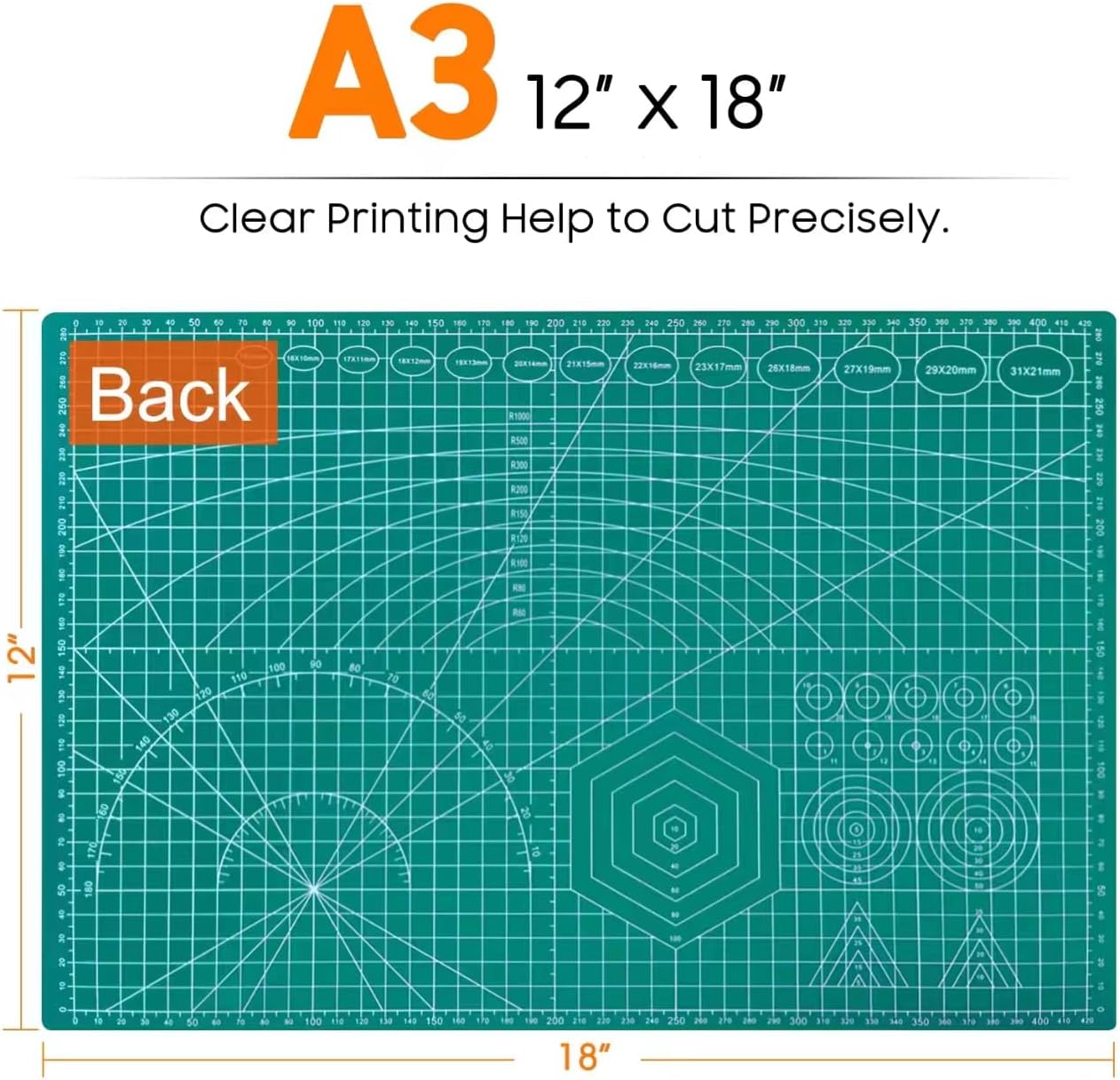 2 Pack Self Healing Sewing Mat, JIARON 12'' x 18'' Cutting Mats for Crafts, Double Sided 5 Layers Craft Cutting Mat for Sewing, Crafts, Scrapbooking Mat.