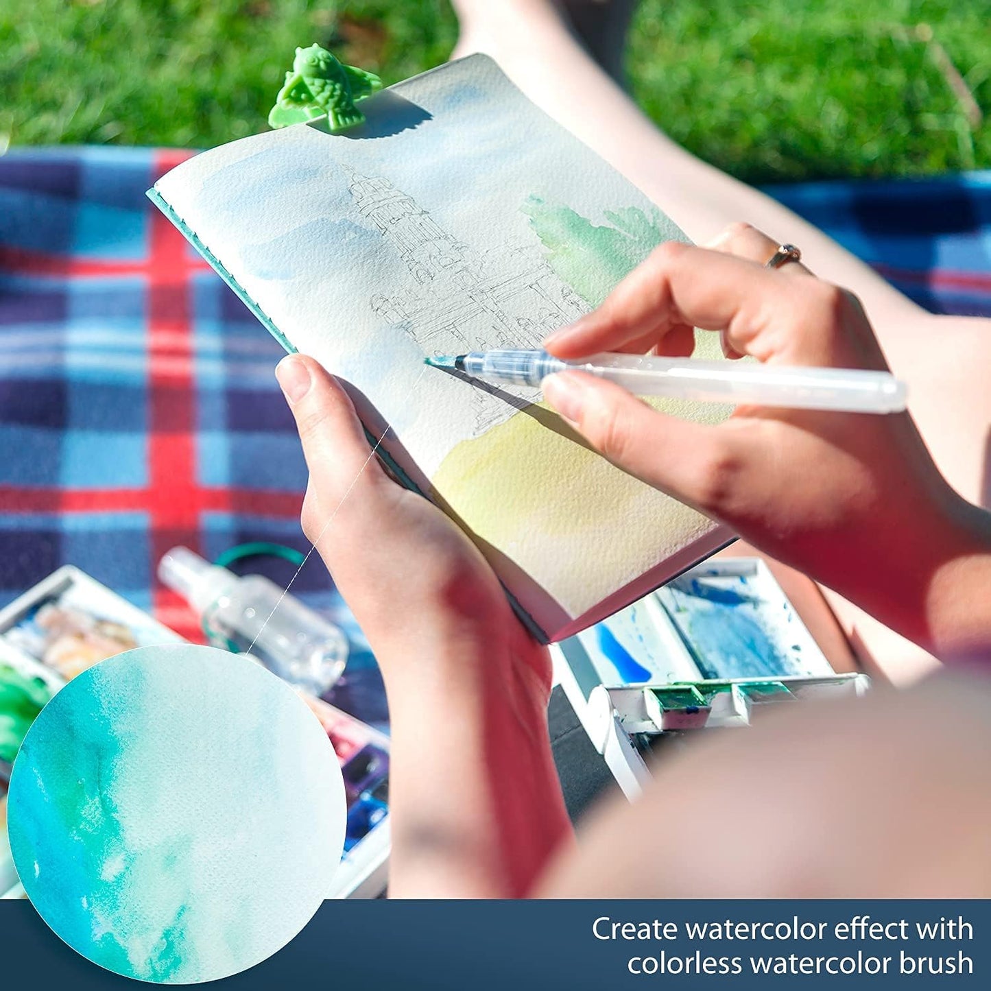 Professional Watercolor Brush Markers Pen 48 Colors of Ohuhu, Water Based Drawing Marker Brushes W/A Blending Aqua Pen, Water Soluble for Adult Coloring Books Comic Calligraphy