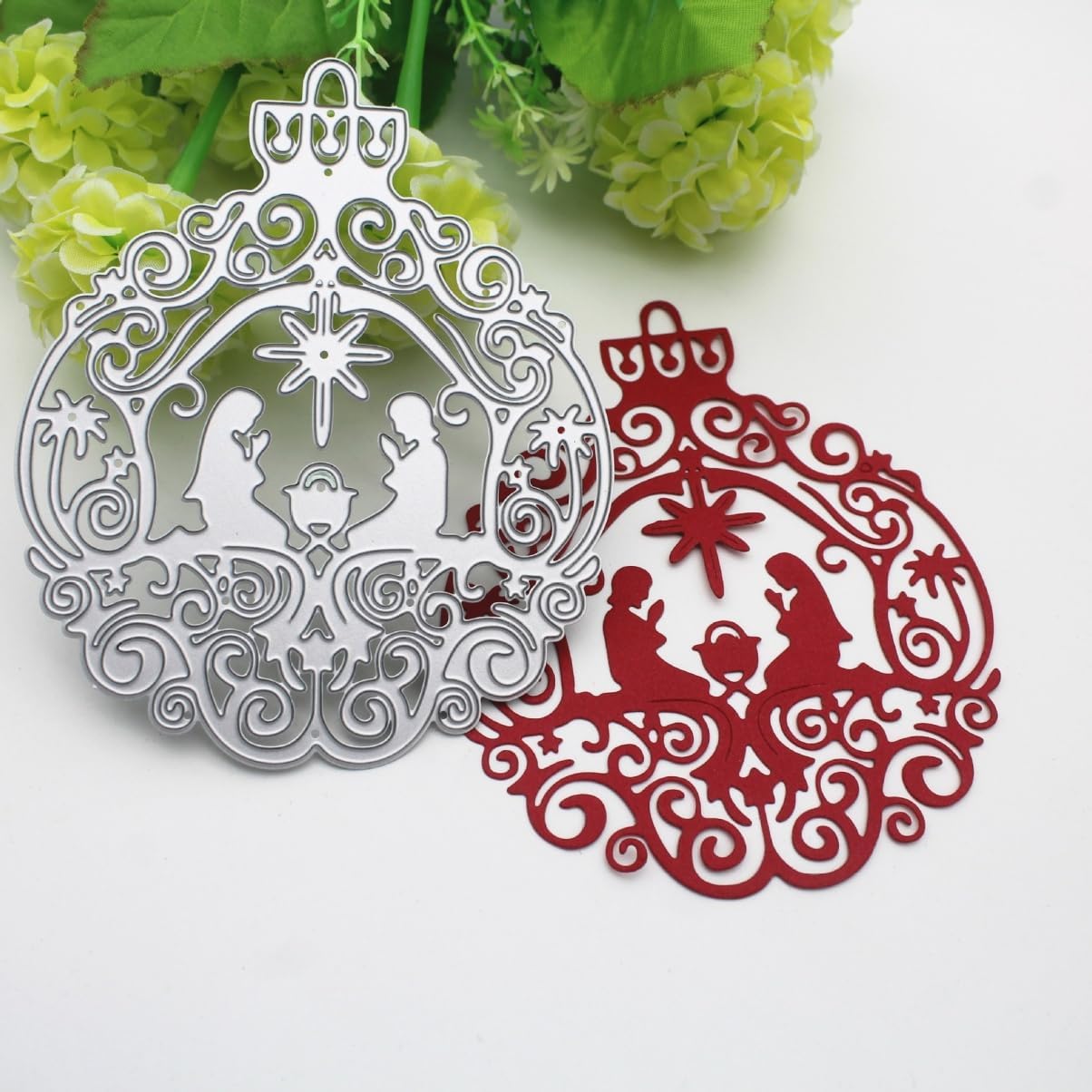 Mvchifay Cutting Dies Happy Birthday Metal Stencils Scrapbooking Tool DIY Emboss Paper Card Making (Pray couples-12.6x10.2cm)