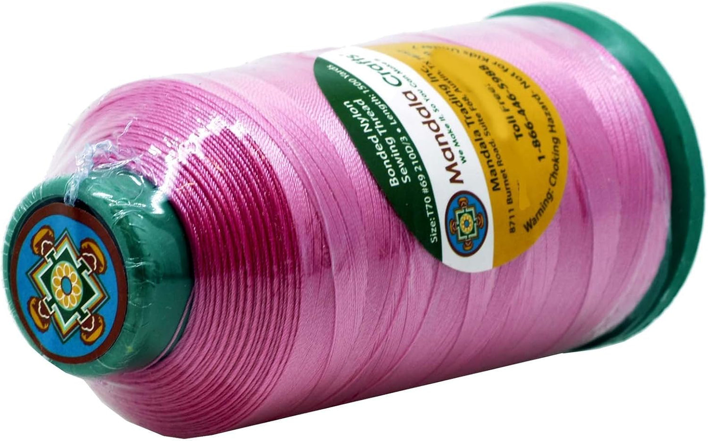 Mandala Crafts Bonded Nylon Thread Pink Heavy Duty Sewing Threads - 1500 YDs Size 69 210D T70 Tex 70 Thread for Leather Jeans Weaving Outdoor Marine Upholstery Threads