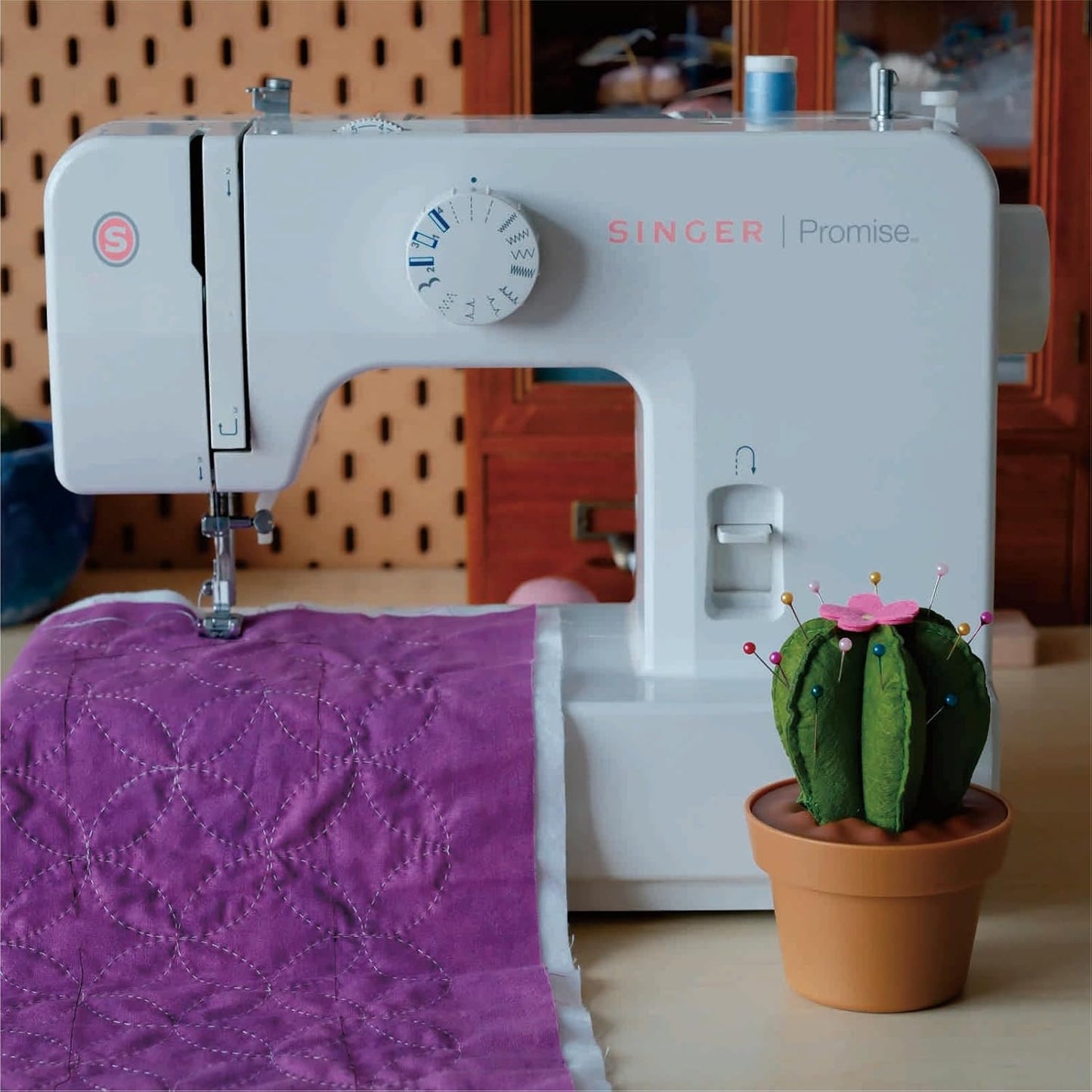 Cactus-Shaped Pin Cushion in a Pot with Included Sewing Notions | Magnetic Pin Holder | Cute Décor for Sewing Desks | Perfect Gift for Quilters, Sewers, Applique & Patchwork Crafters